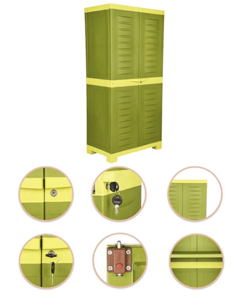Supreme Fusion 02 Multipurpose Plastic Cupboard,Mehendi Green/Lemon Yellow - Image 2